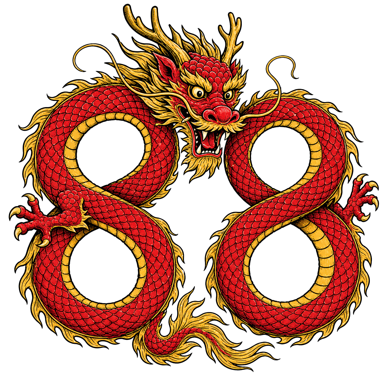 Lucky dragon forming the number 88