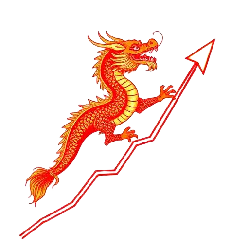 Dragon na umaakyat sa rising multiplier arrow