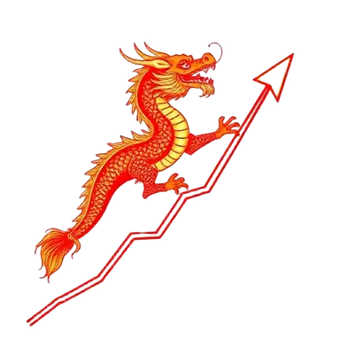 Dragon na umaakyat sa rising multiplier arrow