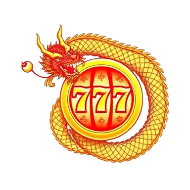 Dragon na nakapulupot sa slot reel na may 777
