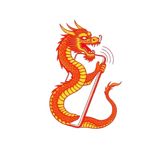 Dragon na hawak ang smartphone na may signal waves