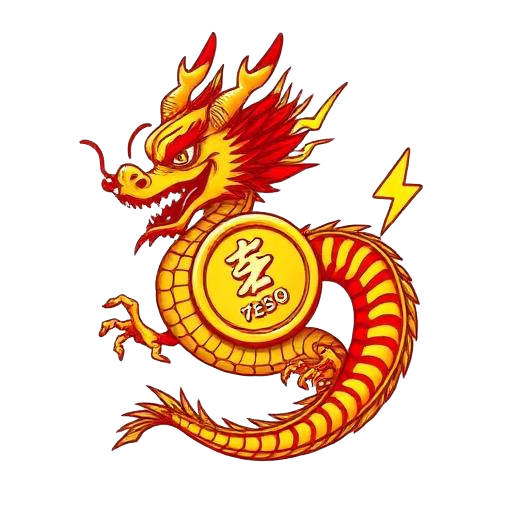 Gintong dragon na nakapulupot sa piso coin na may kidlat
